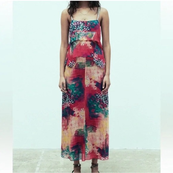 Zara Dresses & Skirts - Zara Multicolored Jewel Midi Skirt Size S